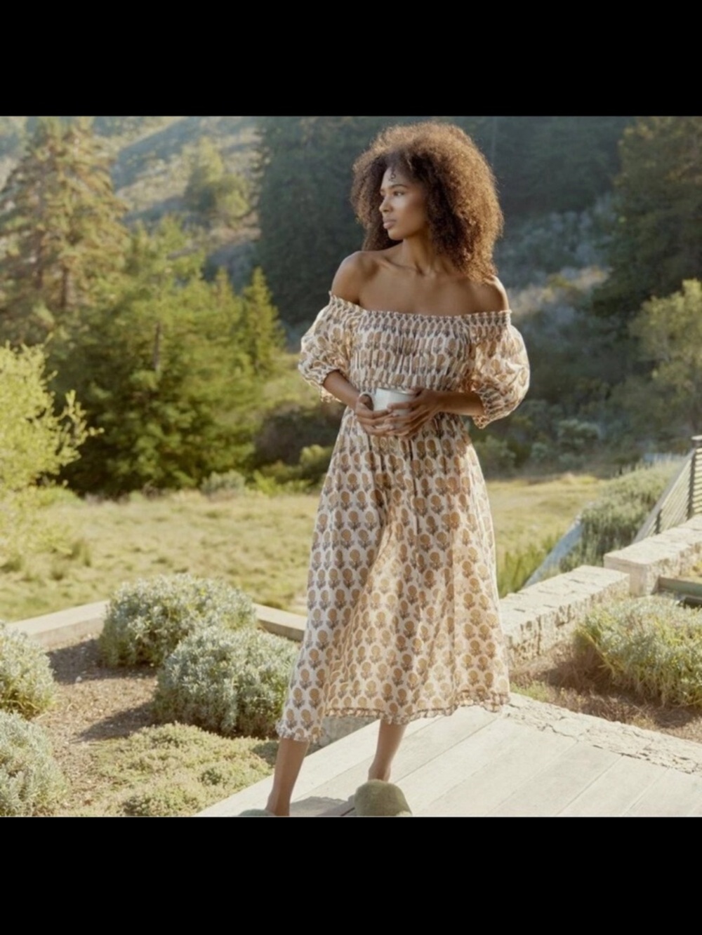 Eddy Rosie Midi Nightgown Floral Puff Sleeve Midi Dress S - Picture 6 of 7